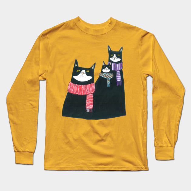 Cat Family Long Sleeve T-Shirt by DoodlesAndStuff